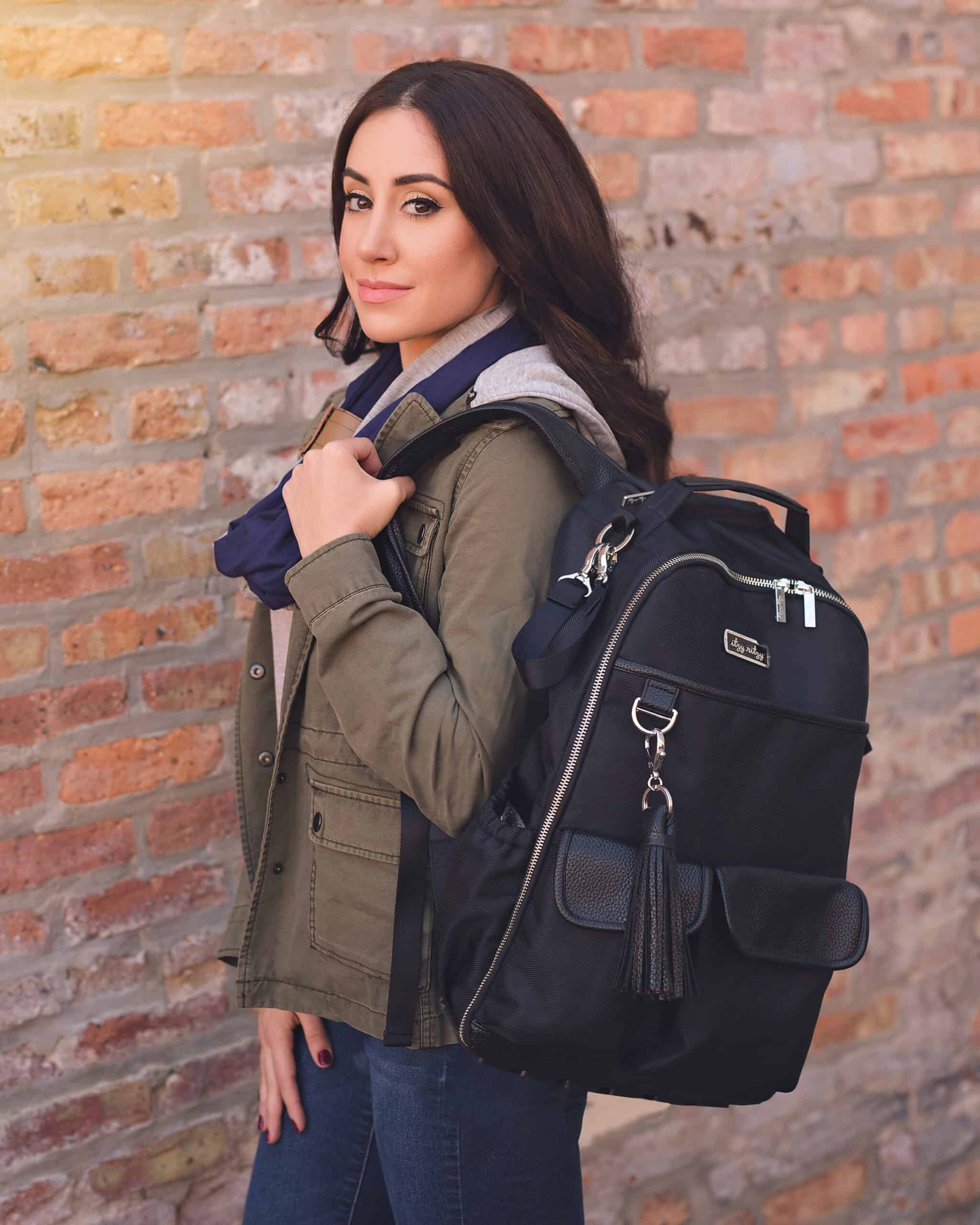 Itzy-Ritzy-Diaper-Bag-DBB1000-Black-Herringbone-Boss-Backpack-22-scaled