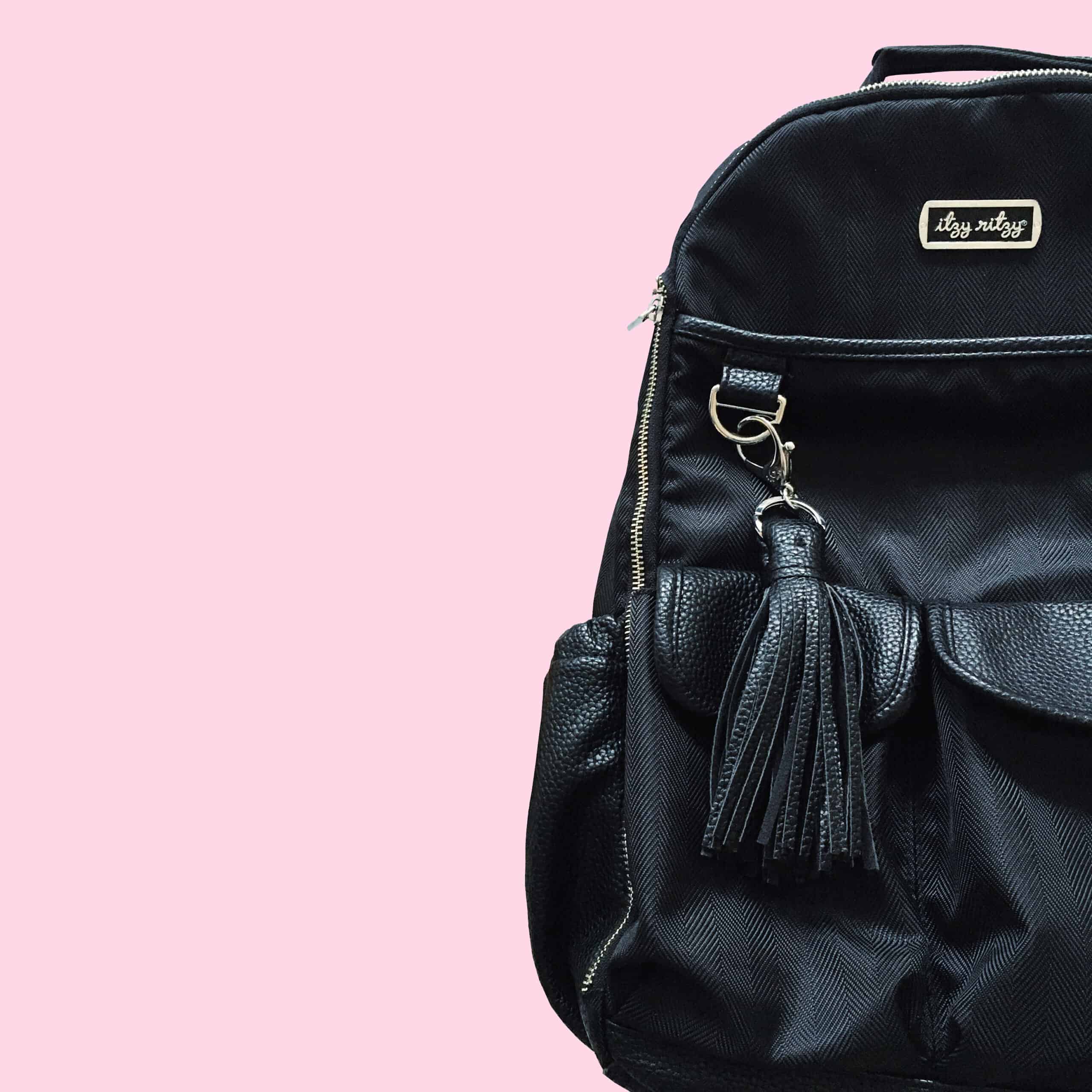 Itzy-Ritzy-Diaper-Bag-DBB1000-Black-Herringbone-Boss-Backpack-scaled