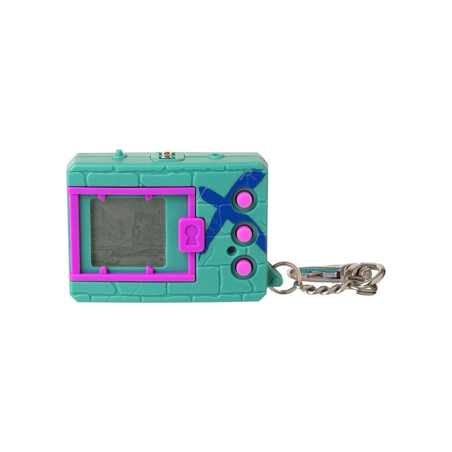 digimon-x-bandai-digivice-virtual-pet-monster-green-&-blue-41924 A toy camera with a key chain attached to it.