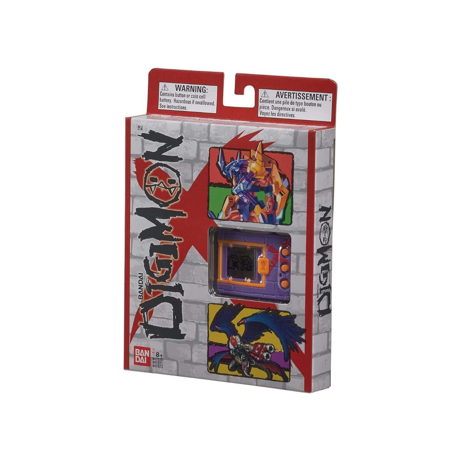 digimon-x-bandai-digivice-virtual-pet-monster-purple-&-red-41923-6 A package containing a set of toys.