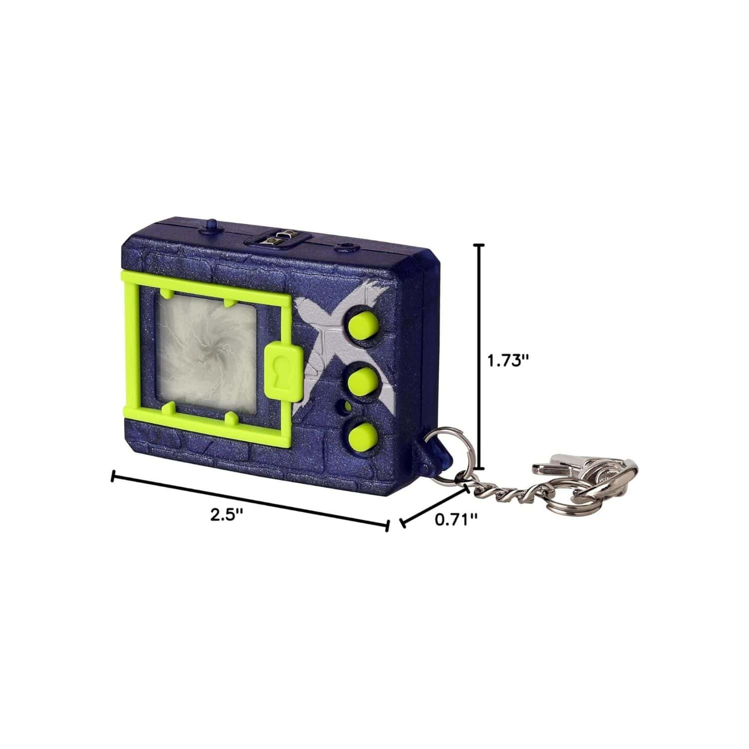 digimon-x-metallic-navy-&-silver-41928-2 A toy with a key chain attached to it.