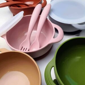 Silicone Suction Baby Bowl with Fork Spoon Cutlery Set