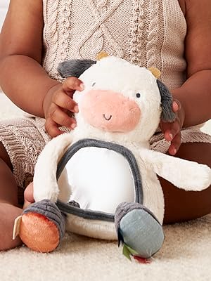 itzy ritzy cow mirror tummy time sensory toy plus cow toy