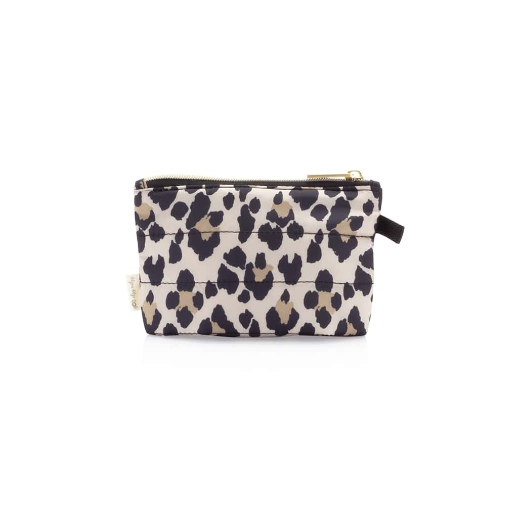 A black and white Itzy Ritzy Pack Like A Dream Packing Cubes - Set of 3 leopard print pouch with a zipper.