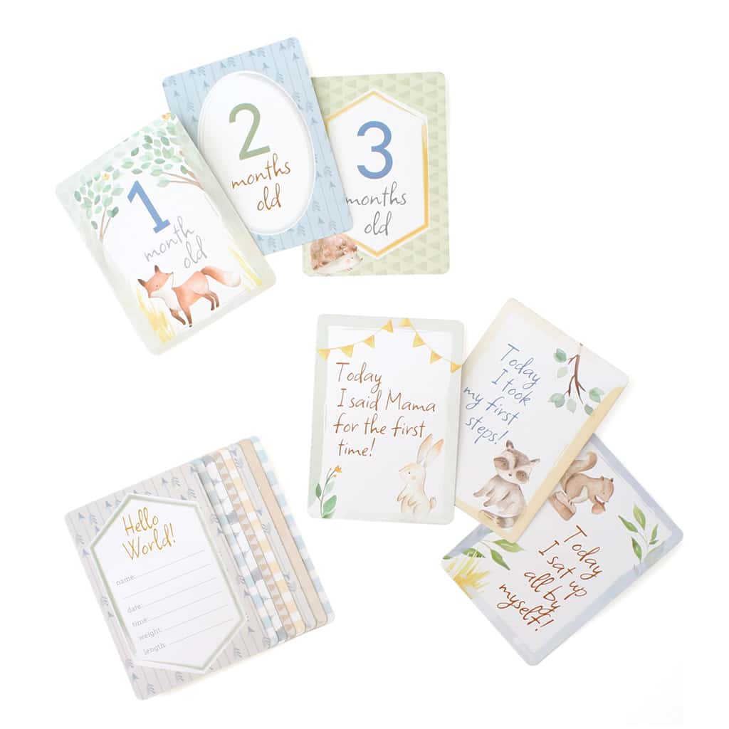 itzy-ritzy-mc8383-itzy-moments-woodland-4 A set of cards with animals and numbers on them.