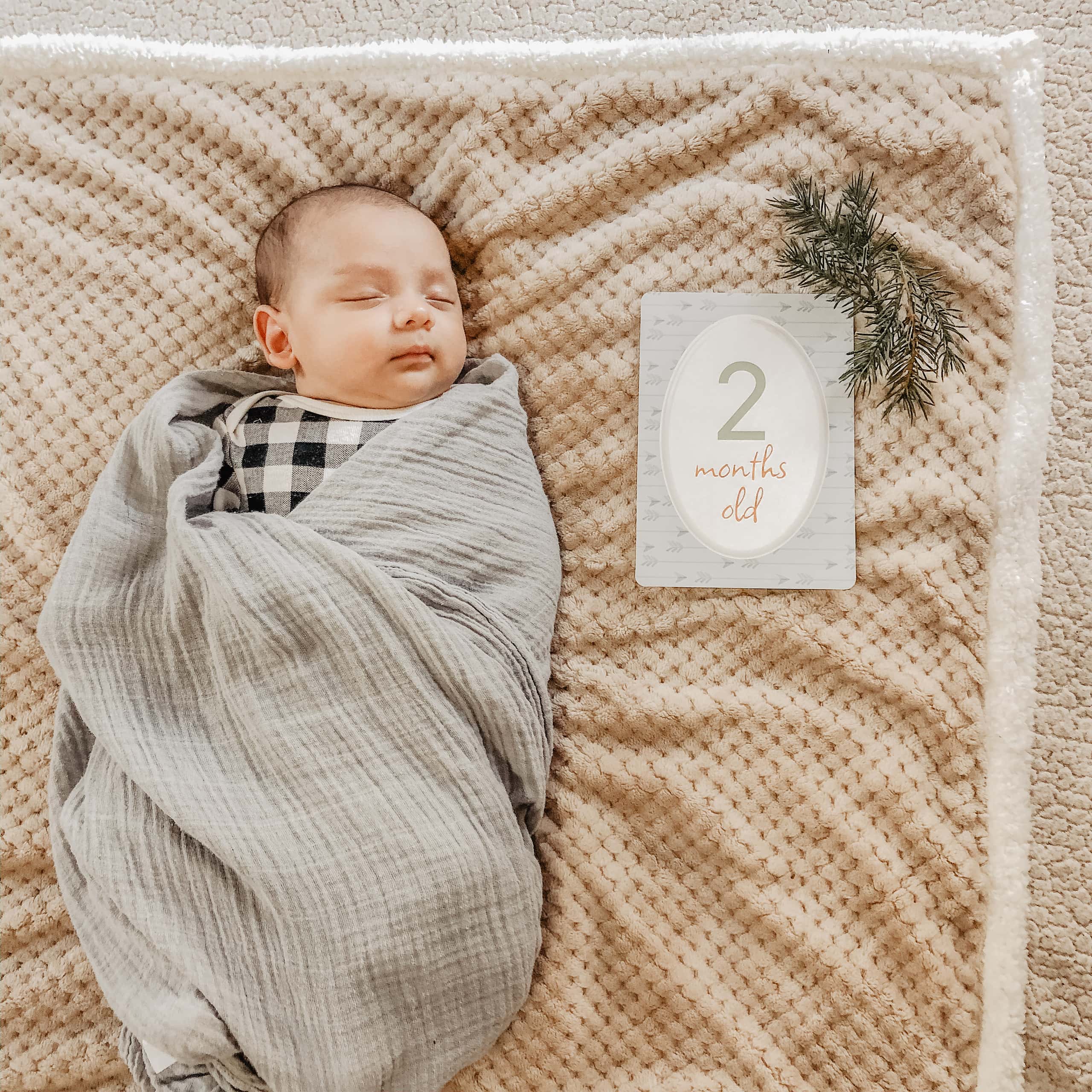 itzy-ritzy-mc8383-itzy-moments-woodland-5 A baby sleeping on a blanket with a number 2 on it.